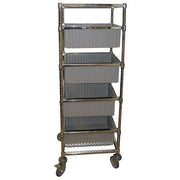 Steel Vertical Rack-Style Compartmentable Bin Cart, 41" D x 68 in H x 24 in W, 1 Shelves, Silver