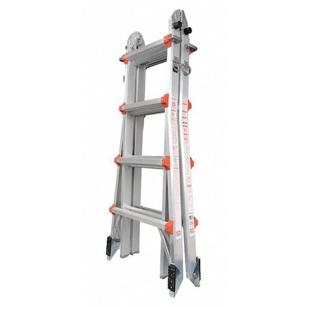 Multipurpose Ladder, 15 ft, Aluminum, 300 lb Load Capacity