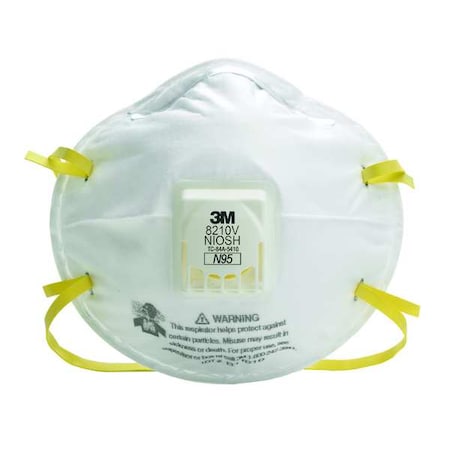 N95 Disposable Respirator, 8210V, Cool Flow Exhalation Valve, Dual Headstrap, White, PK10