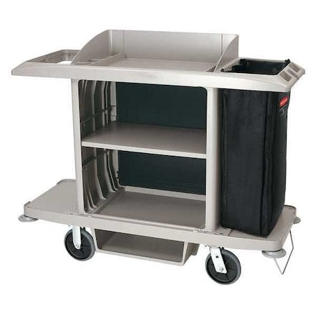 Housekeeping Cart,Gray,Polypropylene