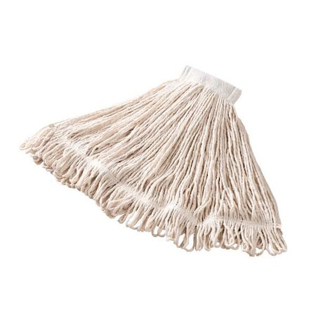5 in String Wet Mop, 18 oz Dry Wt, Side Gate Connection, Looped-End, White, Cotton, PK6