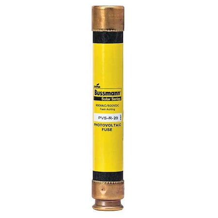 Solar Fuse, 20A, Fast-Acting, 600V AC, Cylindrical