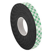 Double-Sided Foam Tape, 1/2 in W, 5 yd L, 1/16 in, Polyurethane Foam, Double-Sided