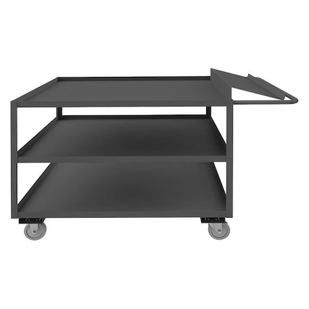 Order-Picking Utility Cart with Lipped Metal Shelves, Steel, 1,200 lb Load Capacity, 3 Shelves