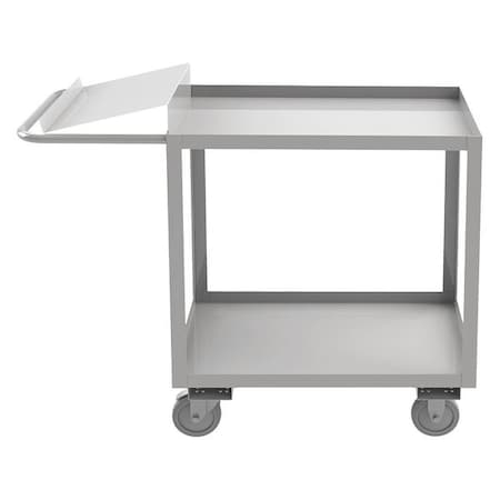 Corrosion-Resistant Order-Picking Utility Cart with Lipped Metal Shelves, Stainless Steel, 51 in L