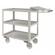 Corrosion-Resistant Order-Picking Utility Cart with Lipped Metal Shelves, Stainless Steel, 45 in L