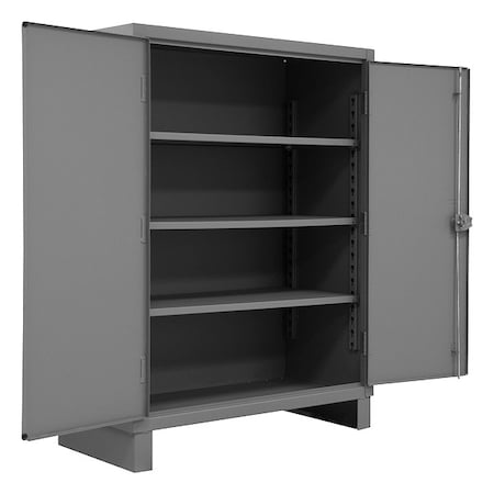 Shelving Storage Cabinet, 66 in H, 48 in W, 24 in D, Swing, Keyed, Gray, 3 Shelves, 0 Drawers