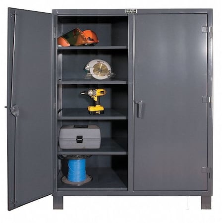 Shelving Storage Cabinet, 78 in H, 36 in W, 24 in D, Swing, Keyed, Gray, 8 Shelves, 0 Drawers