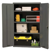 Shelving Storage Cabinet, 60 in H, 36 in W, 18 in D, Swing, Keyed, Gray, 3 Shelves, 0 Drawers