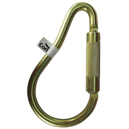 Carabiner, Auto-Lock, Pear, 8 1/8 in Length, 2" Gate Opening, Zinc-Plated Alloy Steel, Yellow