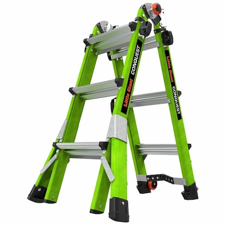 Multipurpose Ladder, 10 11/12 ft, Fiberglass, 375 lb Load Capacity