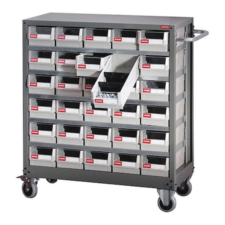 Parts Cabinet,Steel,30 Bin Mobile