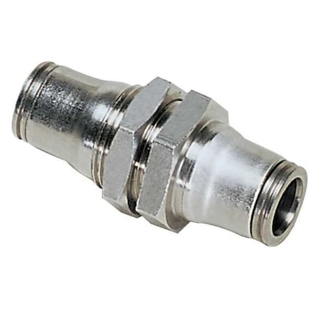Push-Fit Union Fitting, 13/32 in Tube Size, Brass, Silver