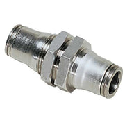 Push-Fit Union Fitting, 1/4 in Tube Size, Brass, Silver