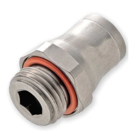 Push-Fit Adapter Fitting, 13/32 in Tube Size, Brass, Silver