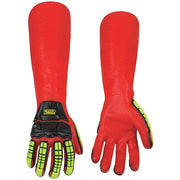 R-Chem Chemical, Impact Glove,Long Cuff,40cm,S, PVC, 14 in L, Red, S, 1 PR