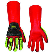R-Chem Chemical, Impact Glove,Short Cuff,35cm,XL/2X, PVC, 14 in L, Red, XL/2XL, 1 PR
