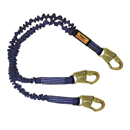 Shock Absorbing Lanyard, 4-1/2 to 6 ft. Length, Snap Hook, Steel, 2 Leg(s), 310 lb. Weight Capacity