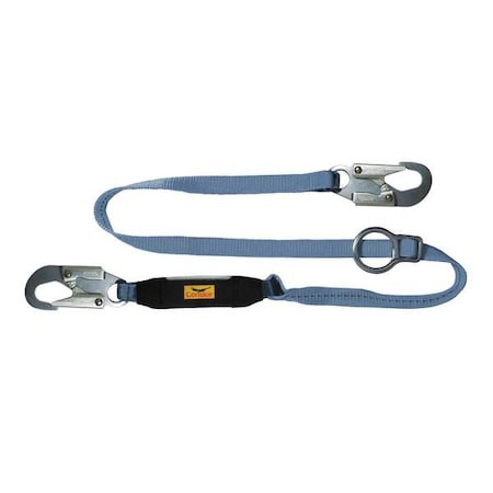 Shock Absorbing Lanyard, 6 ft. Length, Snap Hook, Steel, 1 Leg(s), 310 lb. Weight Capacity