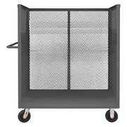 14 ga. Steel 3 Sided Mesh Stock Cart 3600 lb. Capacity, 54-1/2"L x 24-3/8"W x 56-7/16"H