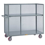 13 ga. Metal 3 Sided Mesh Stock Cart 3600 lb. Capacity, 54"L x 24"W x 57"H