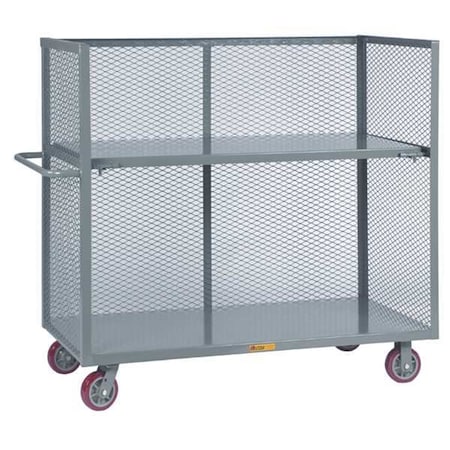 13 ga. Metal 3 Sided Mesh Stock Cart 3600 lb. Capacity, 54"L x 24"W x 57"H