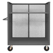 14 ga. Steel 3 Sided Mesh Stock Cart 3600 lb. Capacity, 66-1/2"L x 24-3/8"W x 56-7/16"H