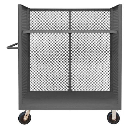 14 ga. Steel 3 Sided Mesh Stock Cart 3600 lb. Capacity, 66-1/2"L x 24-3/8"W x 56-7/16"H