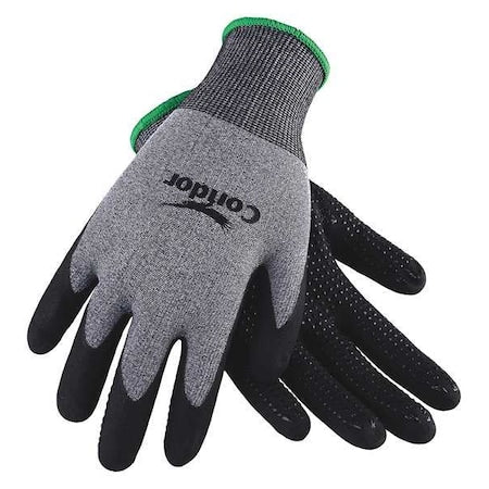 Coated Gloves, Nitrile, Foam Coating with Dots on Palm, Palm, 4 Abrasion Level, Gray/Black, M 1 PR