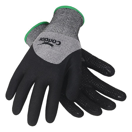 Coated Gloves, Nitrile, Foam Coating with Dots on Palm, 3/4 Double Dipped, 4 Abrasion Level, XS (6)