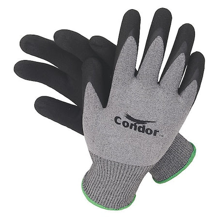 Coated Gloves, Nitrile, Foam, Palm, 4 Abrasion Level, Gray/Black, XS (6) 1 PR