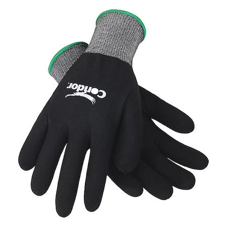 Coated Gloves, Nitrile, Foam, Full, 4 Abrasion Level, Black, XS (6) 1 PR