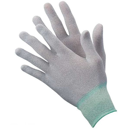 Antistatic Gloves, Nylon/Carbon Fiber Yarns, 8 1/16 in L, 15 ga, Gray, M, 12 PK