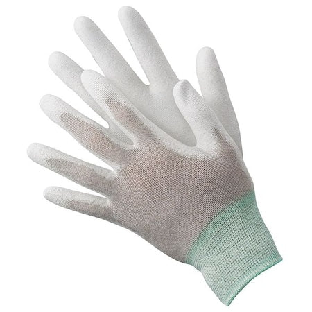 Antistatic Gloves, Nylon/Copper Fiber Yarns, 8 1/2 in L, 15 ga, Tan/White, M, 1 PR