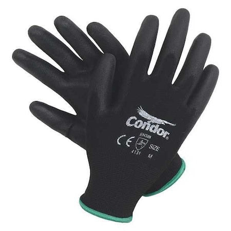 Coated Gloves, Polyurethane, Smooth, Palm, 3 Abrasion Level, Black, XS (6) 1 PR