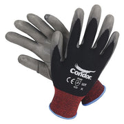 Coated Gloves, Polyurethane, Smooth, Palm, 3 Abrasion Level, Black, S (7) 1 PR