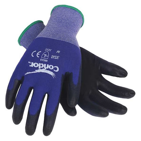 Coated Gloves, Polyurethane, Smooth, Palm, 3 Abrasion Level, Blue, XL (10) 1 PR