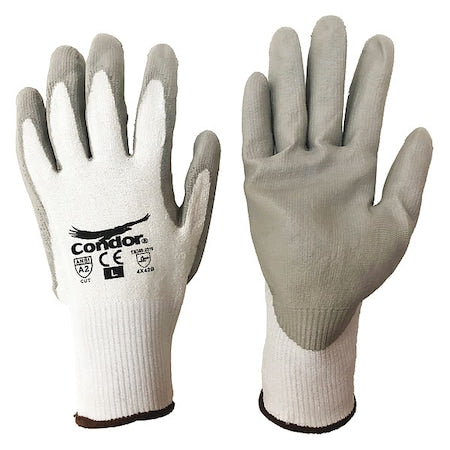 Cut-Resistant Coated Gloves, Cut Level A2 ,Dipped ,Polyurethane ,Smooth ,L 1 PR