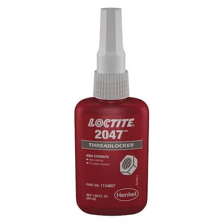 High-Lubricity Threadlocker, LOCTITE 2047, Black, High Strength, Liquid, 50 mL Bottle