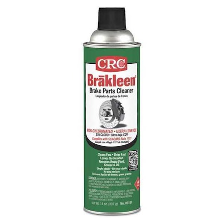Brake Parts Cleaner, Brakleen, Solvent, Non-Chlorinated, Flammable, 20 oz, Aerosol Spray Can