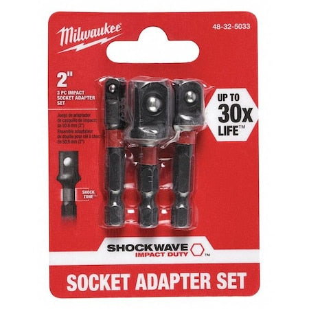 SHOCKWAVE Impact Hex Shank Socket Adapter Set, 1/4 in Drive, 3-Piece