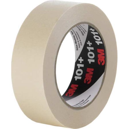 Masking Tape, 96 mm W x 55 m L, 5.1 mil Thick, Tan, Rubber Adhesive, 8 PK