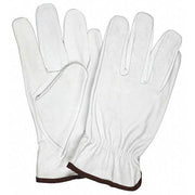 Leather Drivers Gloves, Slip-On, Keystone Thumb, Gunn Cut, White, L 12 PK