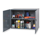 Shelving Storage Cabinet, 23-7/8 in H, 33-3/4 in W, 12-1/2 in D, Swing, Padlock Hasp, Gray