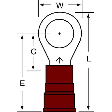 Ring Terminal, 3/8 in Stud Size, 8 AWG, 1,000 V, Nylon Insulated, Red, Crimp Termination Only