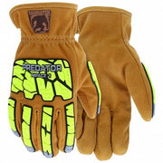 Leather Drivers Gloves, Slip-On Cuff, Wing Thumb, Brown / Brown/Green, XL, 1 PR