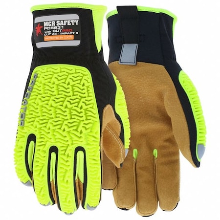 Predator Mechanics Gloves, Leather Palm, Spandex Back, XL (10), Brown