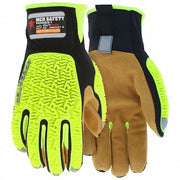 Predator Mechanics Gloves, Leather Palm, Spandex Back, L (9), Brown