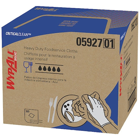 WypAll Critical Clean High Capacity Foodservice Cloths (05927), Quarterfold, Blue, 300 Sheets