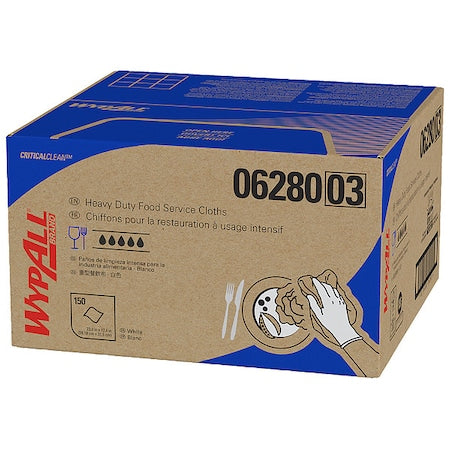 WypAll Critical Clean Ultra Duty Foodservice Cloths (06280) Anti-Microbial Treatment, White, 1 Box